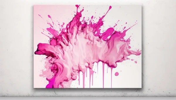 A pink and white painting on a wall with a white frame and a white wall highly detailed digital painting an abstract painting abstract expressionism