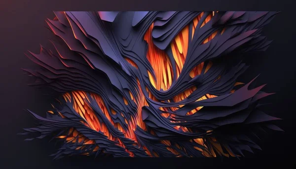 A computer generated image of a fire and flames pattern on a black background with a red center smooth render a 3d render generative art