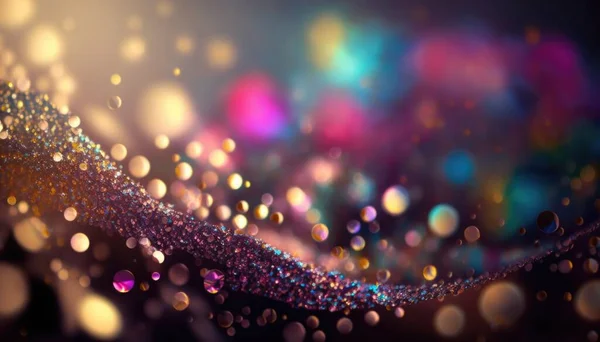 A blurry photo of a colorful background with bubbles and lights on it with a blurry background of a blurry background with particles a hologram holography
