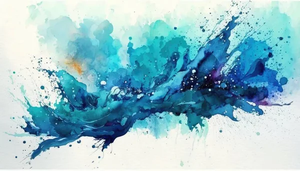 A painting of blue and green paint on a white background with a splash of water abstract brush strokes an ultrafine detailed painting analytical art