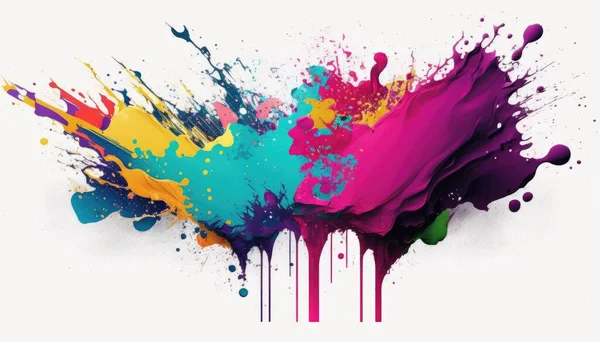 A colorful splash of paint on a white background with a white background and a white background offset printing technique an airbrush painting neo-fauvism