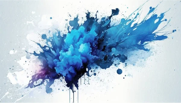 A blue ink splattered with water on a white background with a blue drop highly detailed digital painting an abstract painting action painting