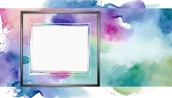 A watercolor painting with a picture frame on it's side and a white background plain background an abstract painting fauvism