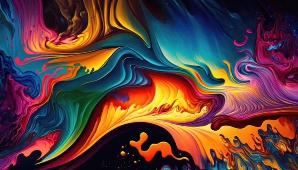 A colorful abstract painting with a black background and a black background with a white border highly detailed digital painting an ultrafine detailed painting psychedelic art