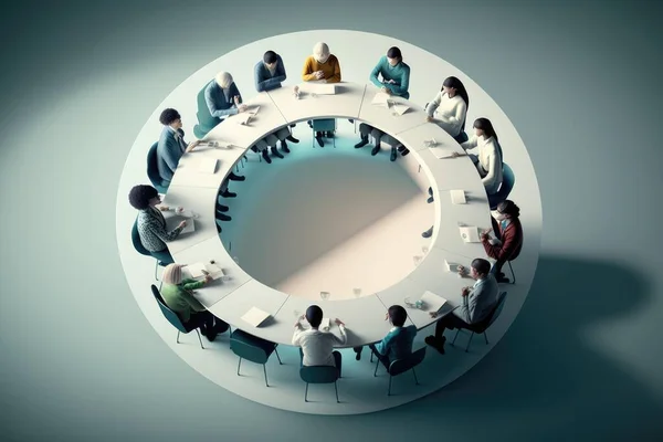 A Group Of People Sitting Around A Table In A Circle Conference Room Advertising Photography Employee Training And Development
