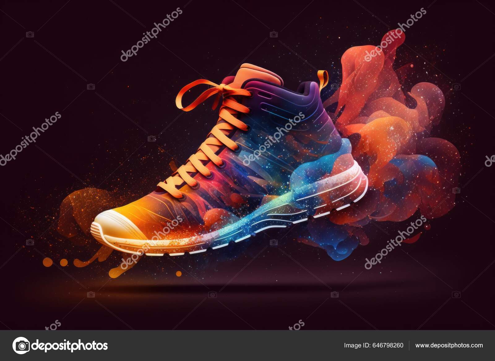 Pair Sneakers Colorful Paint Splatters Fitness Center Graphic Design Motion  Stock Photo by ©elesaro 646798260
