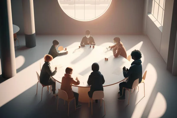 A Group Of People Sitting Around A Table In A Room Conference Room Advertising Photography Diversity And Inclusion