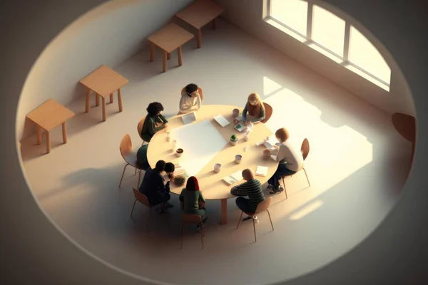 A Group Of People Sitting Around A Table In A Room Conference Room Advertising Photography Employee Training And Development