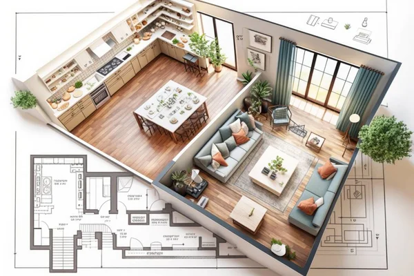 A Floor Plan Of A Living Room And Dining Room Living Room Photorealism Interior Design