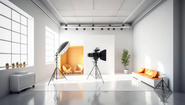 A Room With A Couch A Chair A Camera And A Television Tv Studio Advertising Photography Stock Photography