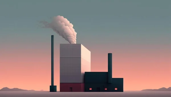 A Factory With Smoke Coming Out Of It'S Stacks Factory Minimalism Industrial Design