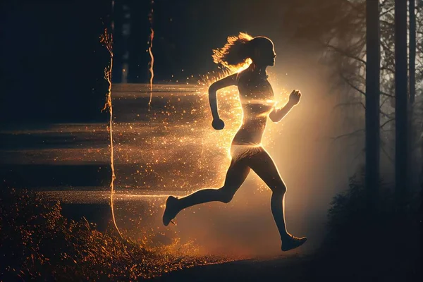 A Woman Running In The Dark With A Bright Light Behind Her Fitness Center Sports Photography Health And Wellness Coaching