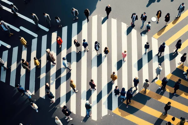 A Group Of People Walking Across A Cross Walk Urban Street Time-Lapse Photography Urban Planning