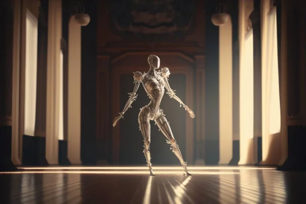A Skeleton Standing In A Room With A Light Shining On It Dance Studio Animation Animation