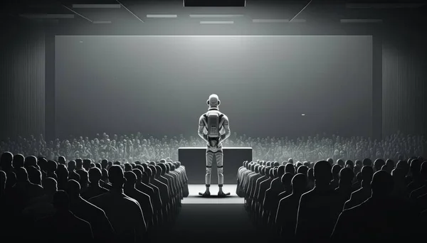A Man Standing At A Podium In Front Of A Crowd Stadium Animation Animation