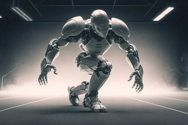 A Robot Is Running On A Track In A Dark Room Sports Bar Animation Robotics Engineering