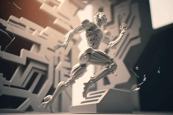 A Robot Running On A Platform In A Futuristic City Sports Bar Animation Motion Graphics
