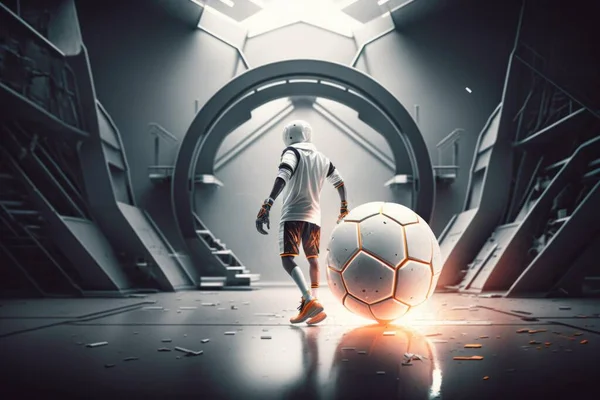 A Soccer Player Is Standing In A Tunnel With A Ball Stadium Advertising Photography Motion Graphics