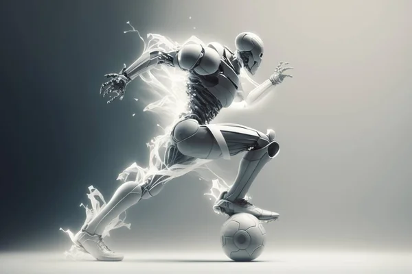 A Robot Is Kicking A Soccer Ball With His Foot Sports Bar Sports Photography Robotics Engineering