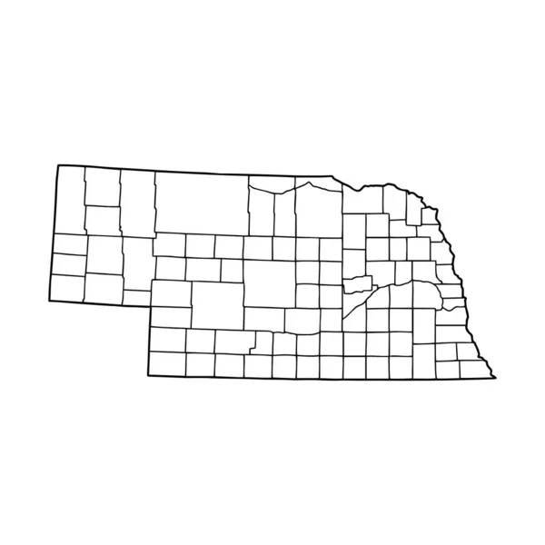 ネブラスカの白い背景の概要地図 ベクトル図と等高線 — ストックベクタ