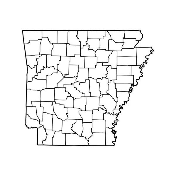 Obrysová Mapa Bílého Pozadí Arkansasu Usa Stát Vektorová Mapa Obrysem — Stockový vektor