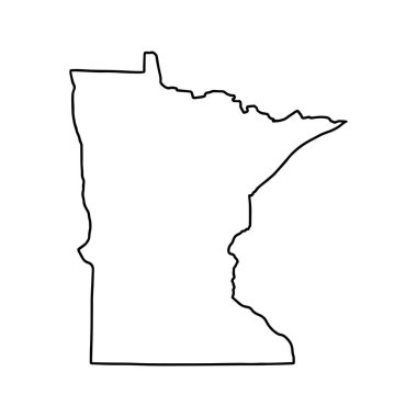 Minnesota 'nın beyaz arka planının ana hatları. ABD durumu, konturlu vektör haritası.