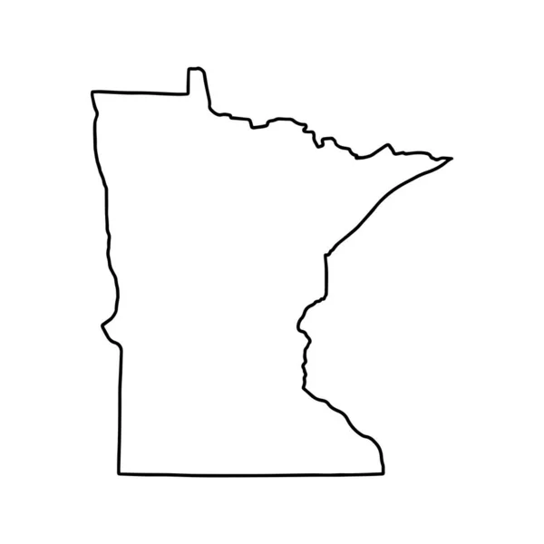 Plattegrond Van Minnesota Witte Achtergrond Amerikaanse Staat Vectorkaart Met Contour — Stockvector