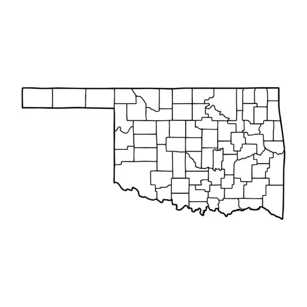 オクラホマ州の白い背景の概要地図 ベクトル図と等高線 — ストックベクタ