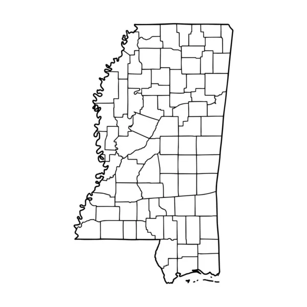 Mapa Del Contorno Mississippi Fondo Blanco Estados Unidos Mapa Vectorial — Vector de stock