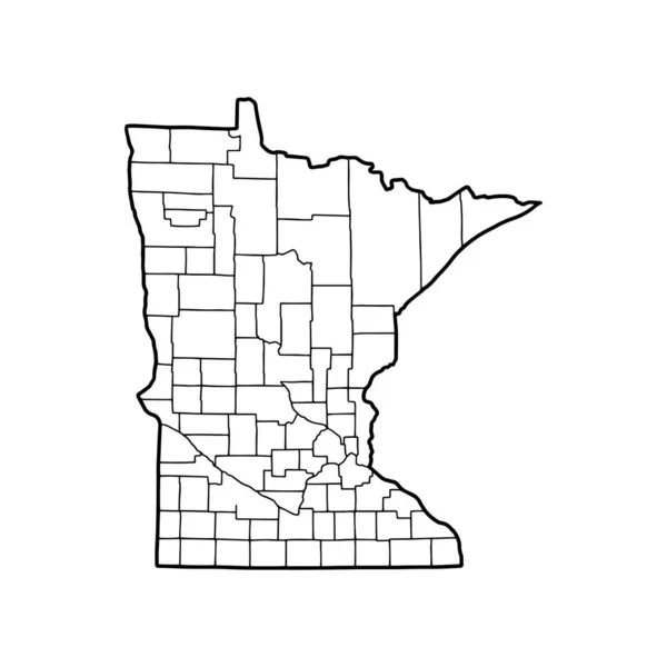 Plattegrond Van Minnesota Witte Achtergrond Amerikaanse Staat Vectorkaart Met Contour — Stockvector