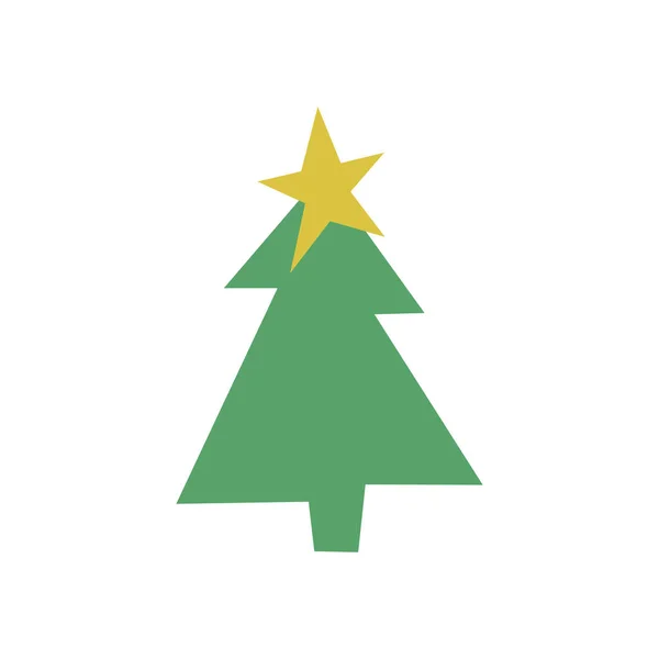 Árbol Navidad Decorativo Decorado Con Una Estrella Plantilla Para Tarjeta — Archivo Imágenes Vectoriales