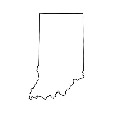 Outline map of Indiana white background. USA state,  vector map with contour. clipart