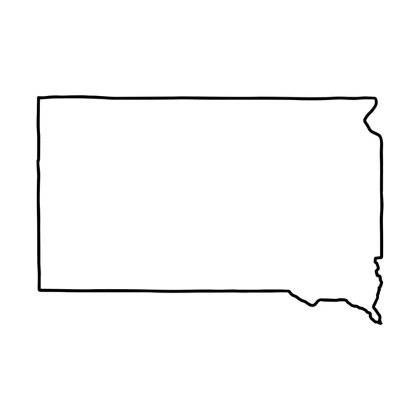 Vázlatos Térkép Dél Dakota Fehér Háttér Usa Állam Vektortérkép Kontúrral — Stock Vector
