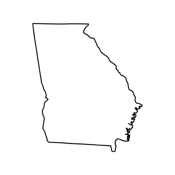 Obrysová Mapa Bílého Pozadí Gruzie Usa Stát Vektorová Mapa Obrysem — Stockový vektor