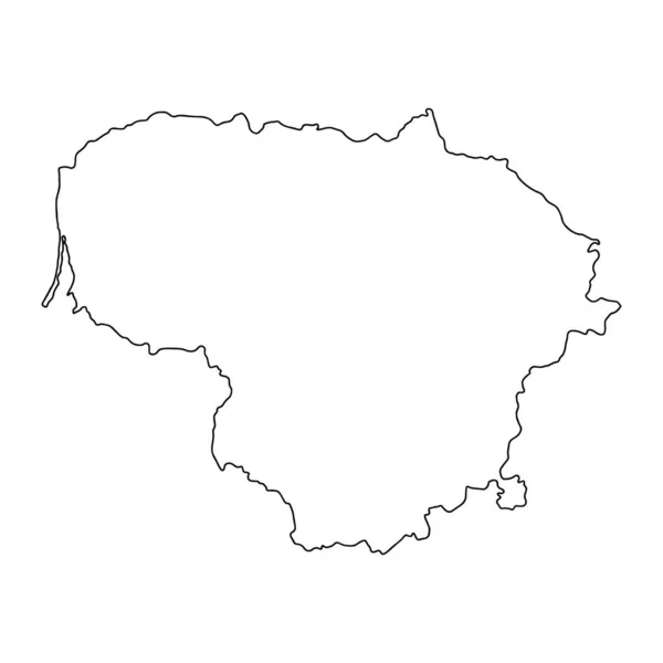 Litvanya Nın Beyaz Arka Planının Ana Hatları Konturlu Vektör Haritası — Stok Vektör