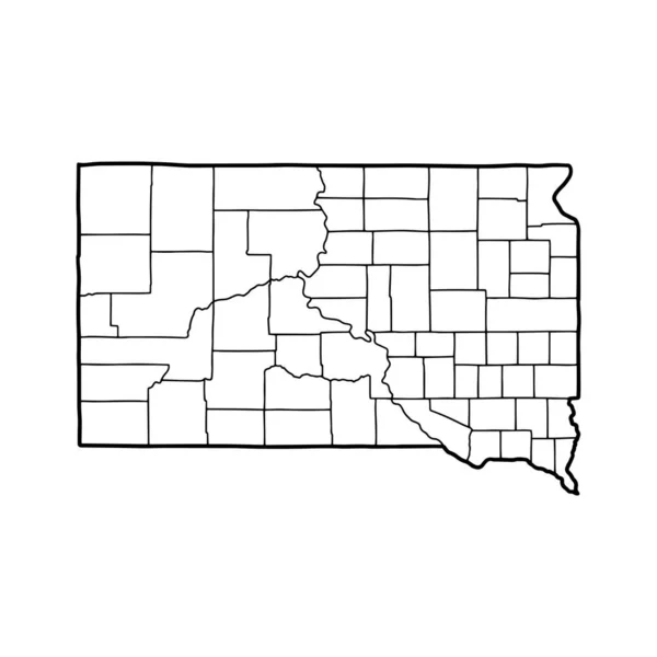 Översiktskarta Över South Dakota Vit Bakgrund Usa Delstat Vektor Karta — Stock vektor