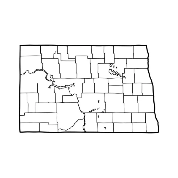 Zarys Mapy Białego Tła Dakoty Północnej Stany Zjednoczone Mapa Wektora — Wektor stockowy