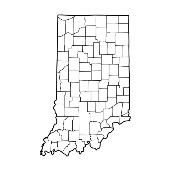 インディアナ州の白い背景の概要地図 ベクトル図と等高線 — ストックベクタ