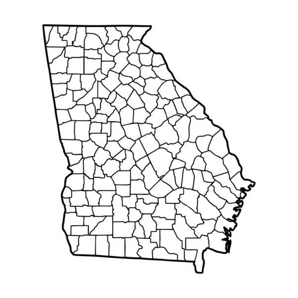 ジョージア州の白い背景の概要地図 ベクトル図と等高線 — ストックベクタ