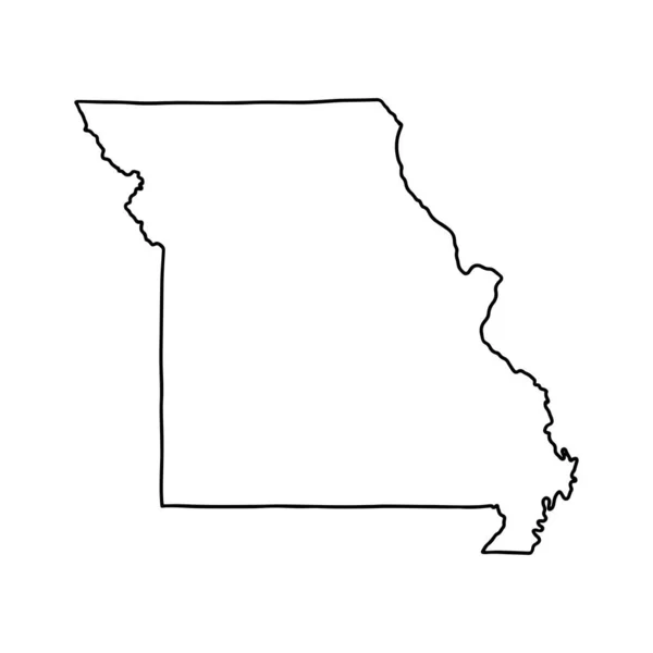 Mapa Contorno Fundo Branco Missouri Estados Unidos Mapa Vetorial Com — Vetor de Stock