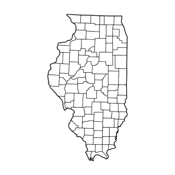 Mapa Contorno Illinois Fundo Branco Estados Unidos Mapa Vetorial Com — Vetor de Stock
