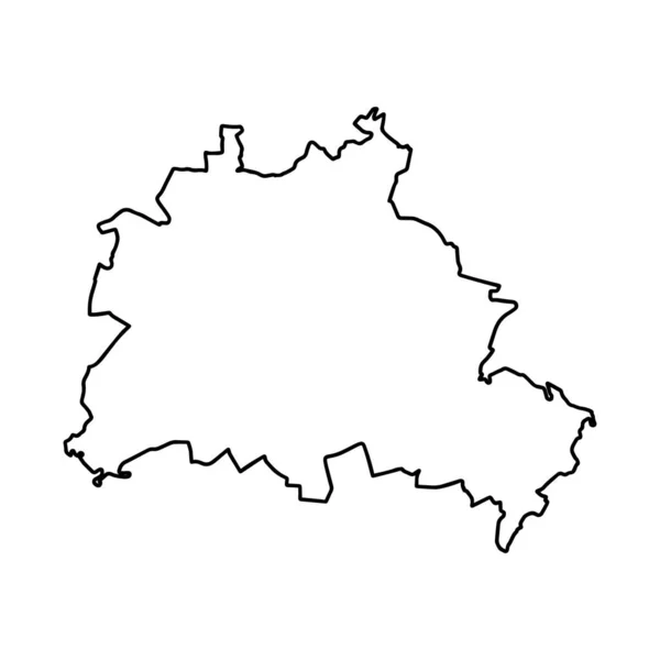 Карта Берлина Белом Фоне Столица Германии Векторная Карта Контуром — стоковый вектор