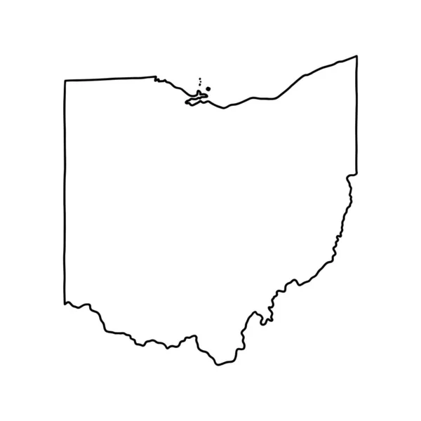 Zarys Mapy Ohio Białe Tło Stany Zjednoczone Mapa Wektora Konturem — Wektor stockowy