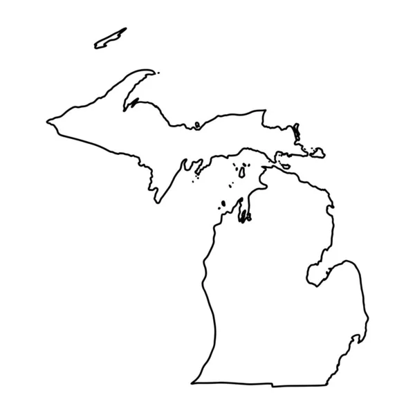 Plattegrond Van Michigan Witte Achtergrond Amerikaanse Staat Vectorkaart Met Contour — Stockvector