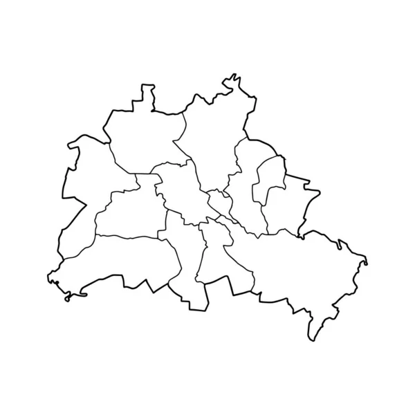 ベルリンの白い背景の概要地図 ドイツの首都 等高線図 — ストックベクタ