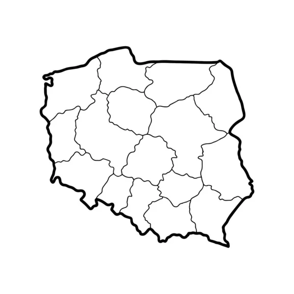 ワルシャワの白い背景の概要地図 ポーランドの首都 等高線図 — ストックベクタ