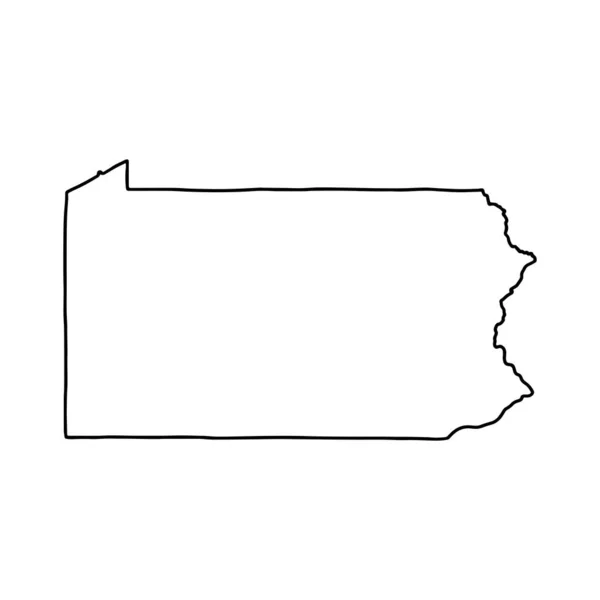 Översiktskarta Över Pennsylvania Vit Bakgrund Usa Delstat Vektor Karta Med — Stock vektor