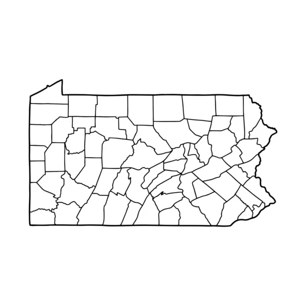 Mapa Del Contorno Pennsylvania Fondo Blanco Estados Unidos Mapa Vectorial — Archivo Imágenes Vectoriales