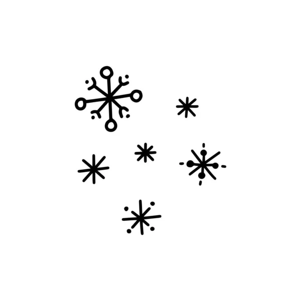 Ručně Kreslená Sbírka Různých Sněhových Vloček Zimní Symbol Dobré Pro — Stockový vektor