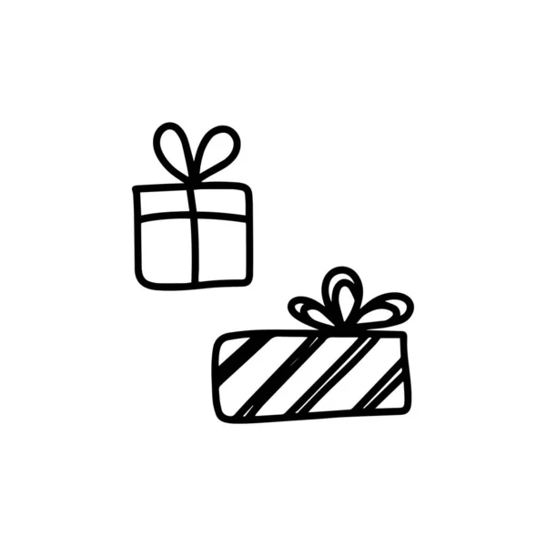 Coffret Cadeau Coffret Cadeau Avec Nœuds Rubans Boîte Cadeau Dessinée — Image vectorielle